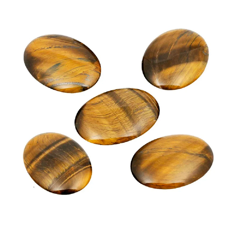 Tiger's Eye Oval Worry Stone Lot (5Pc)