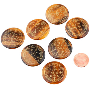 Tiger's Eye Palm Stone Engraved Archangel Symbol Healing Crystal Set