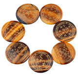 Tiger's Eye Palm Stone Engraved Archangel Symbol Healing Crystal Set