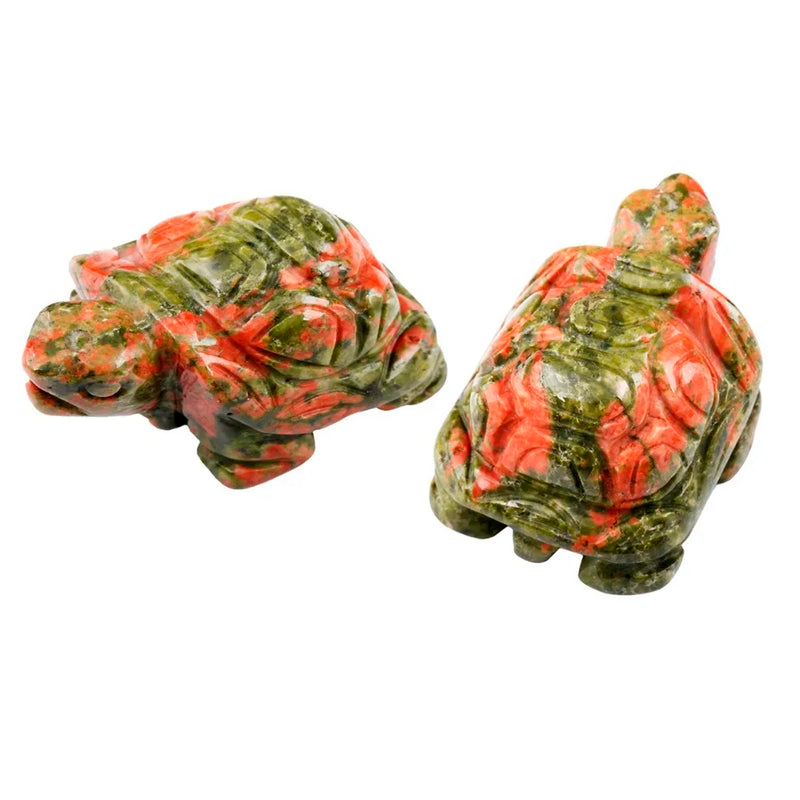 1Pair Unakite Stone Turtle Tortoise Pocket Statue Figurines
