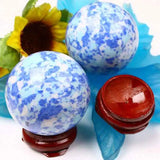Howlite Turquoise Stone Reiki Ball Sphere Figurine with Stand