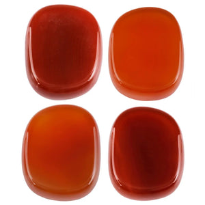 Set of 4 Carnelian Agate Engraved Stones for Healing Crystal Chakra Reiki