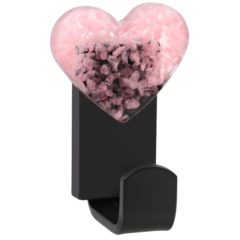 Heart Decorative Chip Stones Wall Hooks, Chakra Crystal Hanger