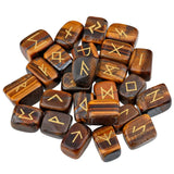 25Pc/Set Rune Stones Engraved Elder Futhark Runic Alphabets Wicca Crystal Stone