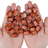 25Pc/Set Rune Stones Engraved Elder Futhark Runic Alphabets Wicca Crystal Stone