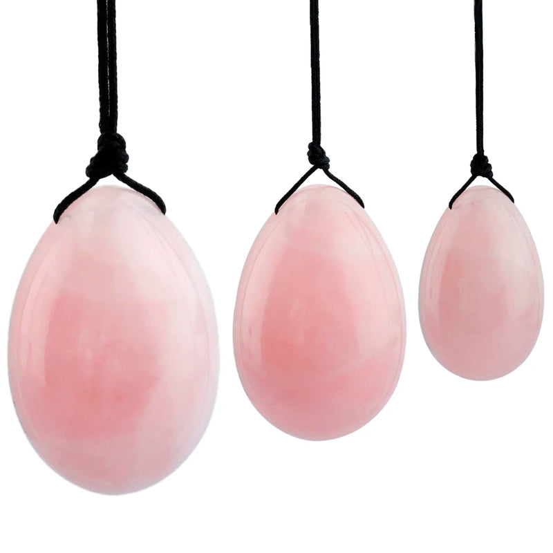 3pcs Natural Rose Quartz Yoni Egg Massage Stones for Women Kegel Exercise
