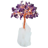 4 Inch Purple Crystal Money Tree with Quartz Cluster Base