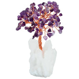 4 Inch Purple Crystal Money Tree with Quartz Cluster Base