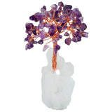 4 Inch Purple Crystal Money Tree with Quartz Cluster Base