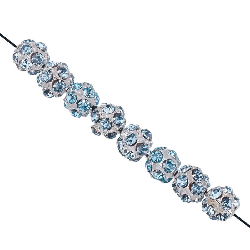 50Pcs 10mm Crystal Rhinestone Spacer Ball Beads for Jewelry Making