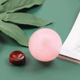 Rose Quartz Ball Healing Crystal with Wood Stand - Room Decor