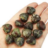 5pcs Mini Puff Heart Stone Natural Rose Quartz Tiger's Eye Reiki Healing