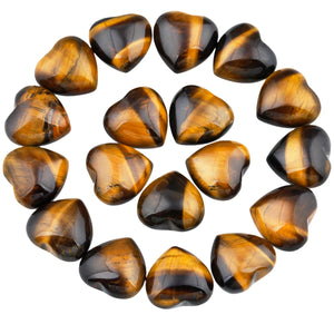 5pcs Mini Puff Heart Stone Natural Rose Quartz Tiger's Eye Reiki Healing