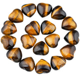 5pcs Mini Puff Heart Stone Natural Rose Quartz Tiger's Eye Reiki Healing