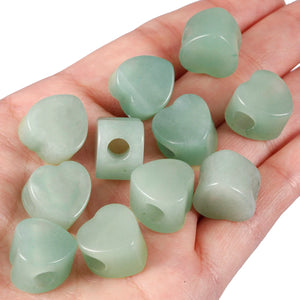 5pcs Green Aventurine Heart Charms 14x14mm