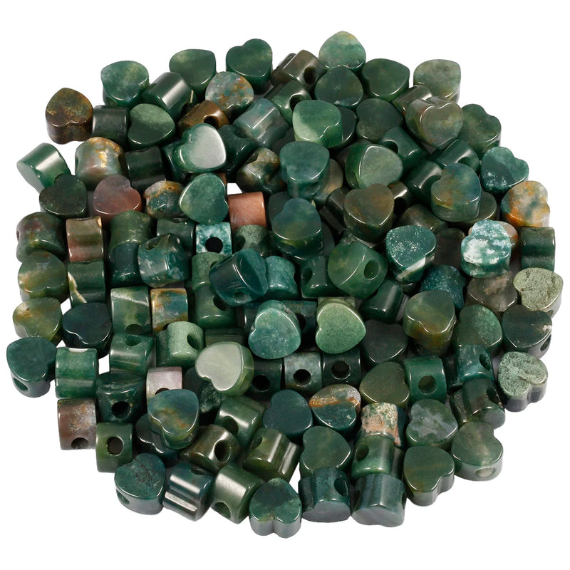 5pcs Indian Agate Heart Charms Big Hole Beads For Jewelry 14x14mm