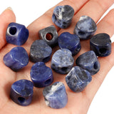 5pcs Natural Sodalite Stone Heart Shape Charms Big Hole Beads 14x14mm
