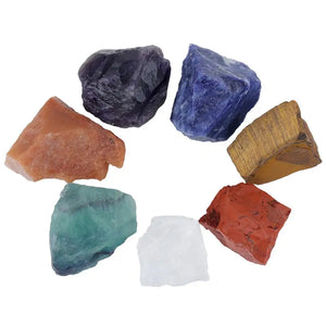 7 Chakra Raw Rough Stone Set for Healing Crystals Tumbling Reiki Energy