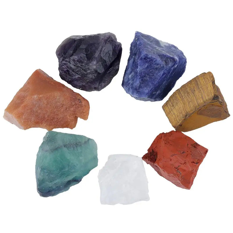 7 Chakra Raw Rough Stone Set for Healing Crystals Tumbling Reiki Energy