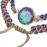 7 Chakra Stone Crystal Bracelet Geode Pendant Bangle Double Layer Women Jewelry