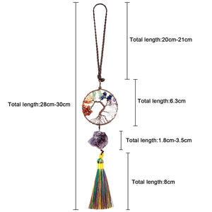 7 Chakra Tree Of Life Hanging Ornaments - Rough Stone Pendant