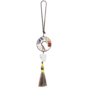 7 Chakra Tree Of Life Hanging Ornaments - Rough Stone Pendant