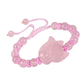 Natural Healing Crystal Bead Bracelet with Fox Charm for Women
