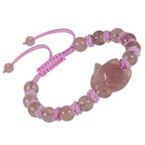 Natural Healing Crystal Bead Bracelet with Fox Charm for Women