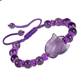 Natural Healing Crystal Bead Bracelet with Fox Charm for Women