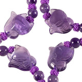 Natural Healing Crystal Bead Bracelet with Fox Charm for Women