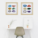 Agate Slices Wall Art - Gem Stone Picture Frame for Home Decor