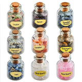 9 Mini Wishing Bottles Chips Crystal Healing Tumbled Stone Set