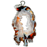 Agate Slice Druzy Geode Crystal Pendant Silver Plated