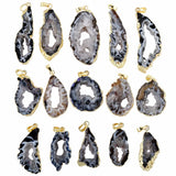 Agate Slice Druzy Geode Crystal Pendant Silver Plated