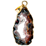 Agate Slice Druzy Geode Crystal Pendant Silver Plated
