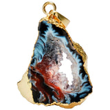 Agate Slice Druzy Geode Crystal Pendant Silver Plated