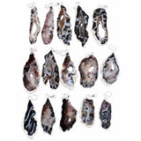 Agate Slice Druzy Geode Crystal Pendant Silver Plated