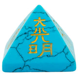 Howlite Turquoise Pyramid Engraved Usui Reiki Symbol