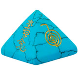 Howlite Turquoise Pyramid Engraved Usui Reiki Symbol