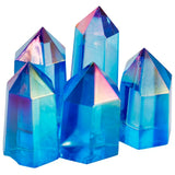 Titanium Coated Crystal Single Point Faceted Prism Wand Healing Reiki Stone