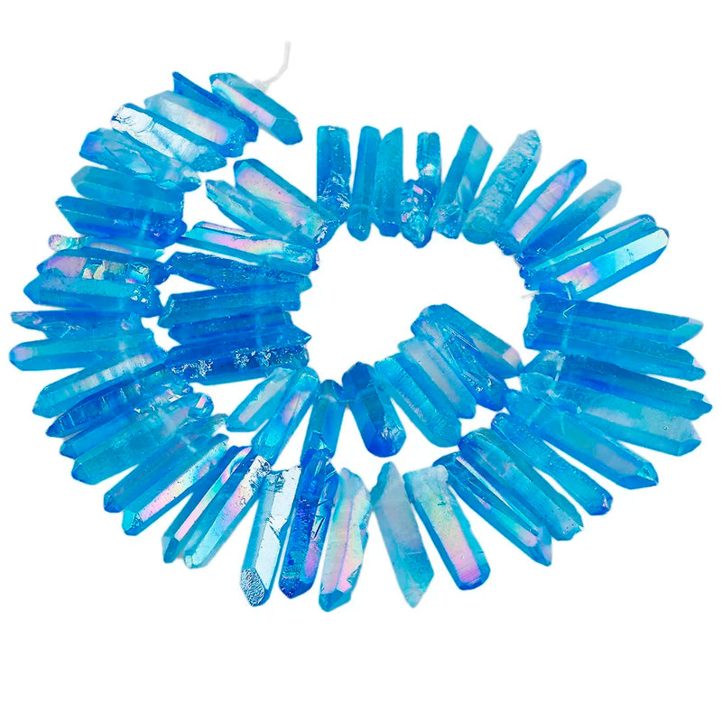 Titanium Coated Quartz Crystal Points 16" Strand