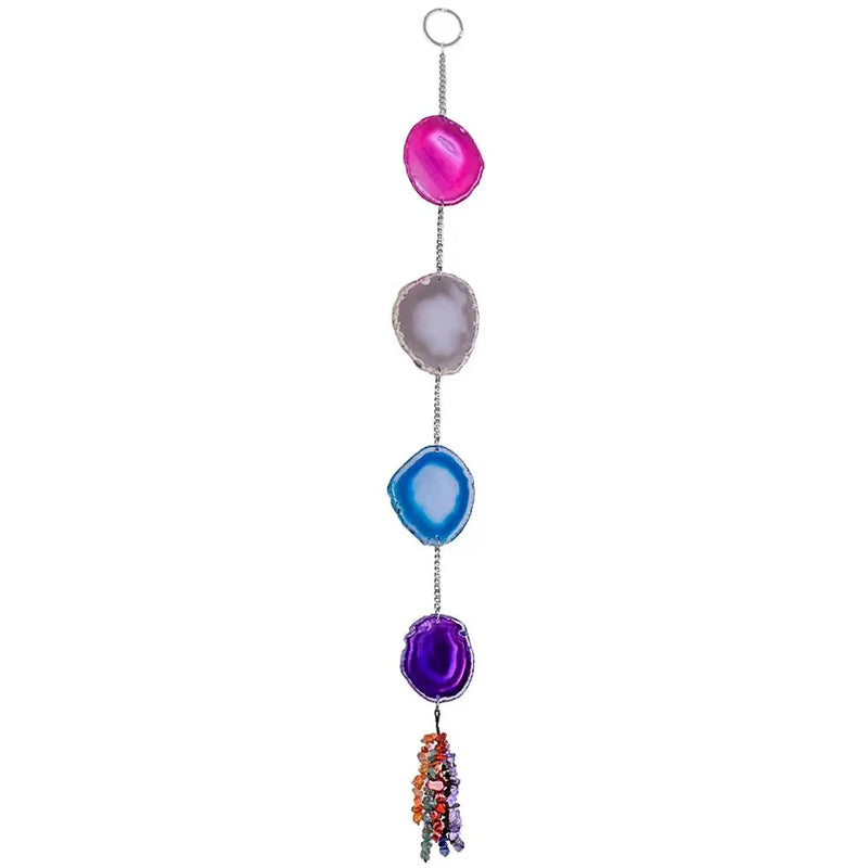 Colorful Agate Slices Geode with Tassel Wall Hanging