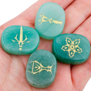 Engraved Tarot Symbol Palm Stone Set of 4