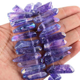 Titanium Coated Quartz Rough Sticks 15in Strand