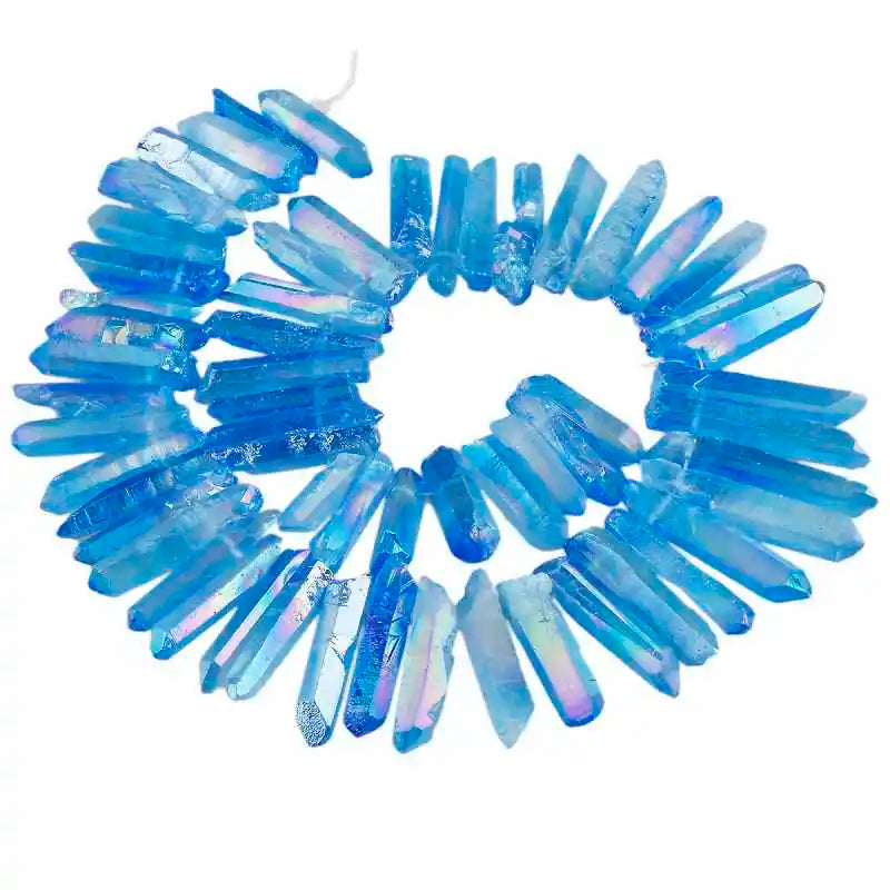 Titanium Coated Quartz Rough Sticks 15in Strand