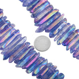 Dark Titanium Coated Quartz Crystal Points 16" Strand