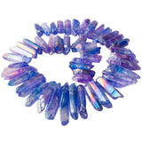 Dark Titanium Coated Quartz Crystal Points 16" Strand