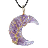 Wire Wrapped Tree of Life Pendant with Moon Charms