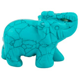 Green Howlite Turquoise Stone Elephant Animal Healing Chakra Figurine 2''