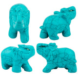 Green Howlite Turquoise Stone Elephant Animal Healing Chakra Figurine 2''